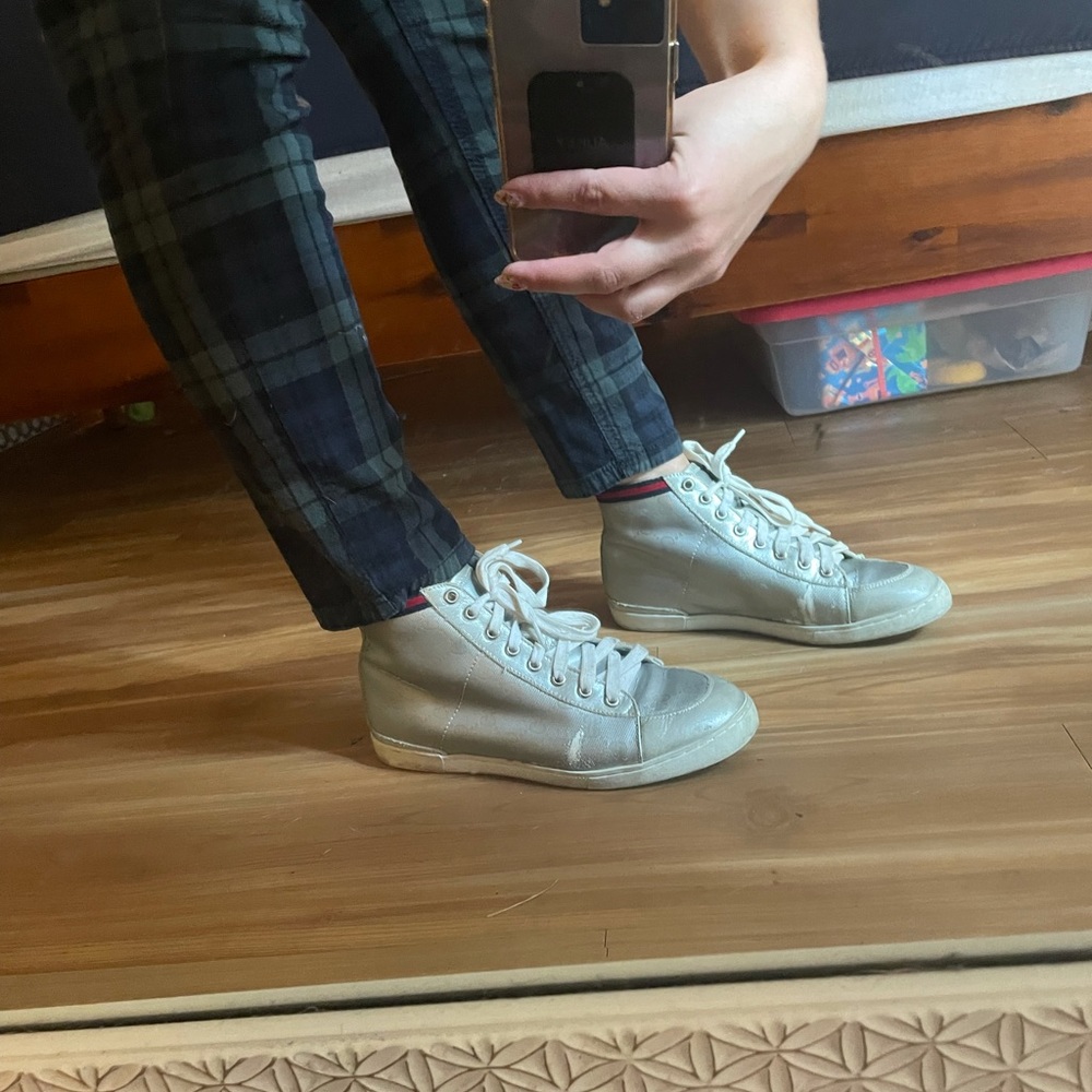 Silver Gucci Women’s high top shoes size 6/36